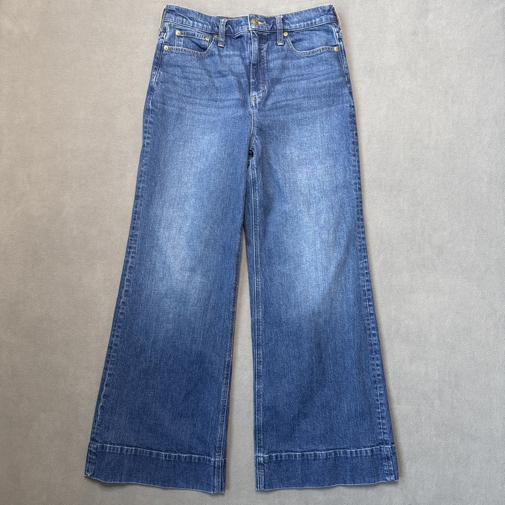 JCrew Jeans Womens 30 Blue Wide Leg Trouser‎ High Rise Medium Wash Denim